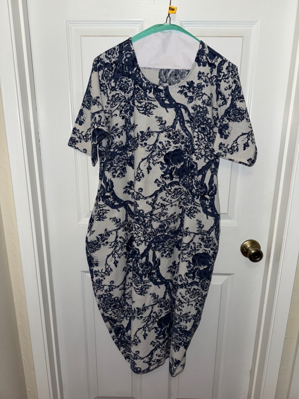 Navy Floral Print Midi Dress - Classic Scoop Neck